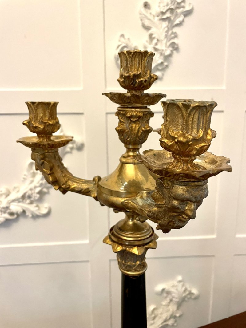 Quality Pair of Antique Regency Ornate Ormolu Four Arm Candelabra - Image 6